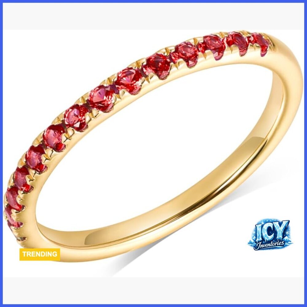 14K Gold Plated Sterling Silver Stackable Eternity Wedding Band